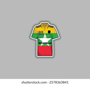 Get a sticker with a unique design of the Myanmar football jersey!