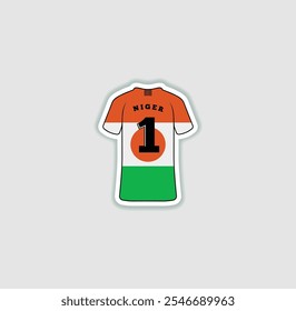 Get a sticker with a unique design of the Niger football jersey! A stylish and vibrant accessory for fans. Show your support for your favorite team!