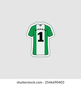 Get a sticker with a unique design of the Nigeria football jersey! A stylish and vibrant accessory for fans. Show your support for your favorite team!