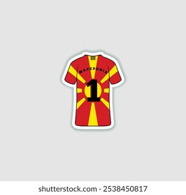 Get a sticker with a unique design of the North Macedonia football jersey! A stylish and vibrant accessory for fans. Show your support for your favorite team!	