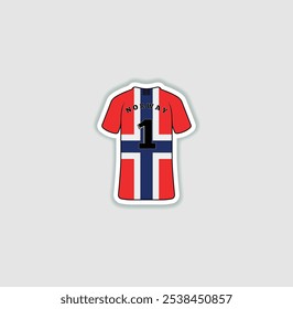 Get a sticker with a unique design of the Norway football jersey! A stylish and vibrant accessory for fans. Show your support for your favorite team!	