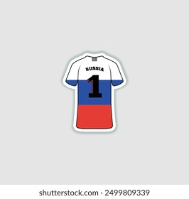 Get a sticker with a unique design of the Russia football jersey! A stylish and vibrant accessory for fans. Show your support for your favorite team!