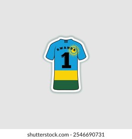 Get a sticker with a unique design of the Rwanda football jersey! A stylish and vibrant accessory for fans. Show your support for your favorite team!