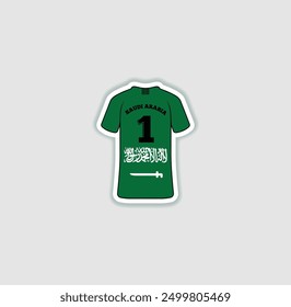 Get a sticker with a unique design of the Saudi Arabia football jersey! A stylish and vibrant accessory for fans. Show your support for your favorite team!