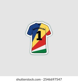 Get a sticker with a unique design of the Seychelles football jersey! A stylish and vibrant accessory for fans. Show your support for your favorite team!