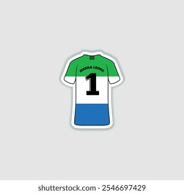 Get a sticker with a unique design of the Sierra Leone football jersey! A stylish and vibrant accessory for fans. Show your support for your favorite team!