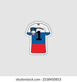 Get a sticker with a unique design of the Slovenia football jersey! A stylish and vibrant accessory for fans. Show your support for your favorite team!	