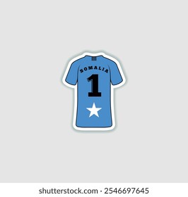 Get a sticker with a unique design of the Somalia football jersey! A stylish and vibrant accessory for fans. Show your support for your favorite team!