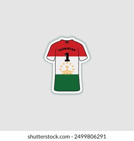 Get a sticker with a unique design of the Tajikistan football jersey! A stylish and vibrant accessory for fans. Show your support for your favorite team!