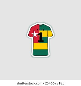 Get a sticker with a unique design of the Togo football jersey! A stylish and vibrant accessory for fans. Show your support for your favorite team!