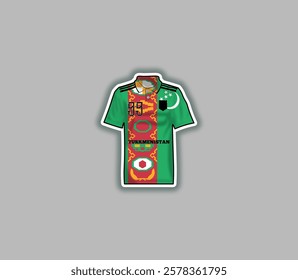 Get a sticker with a unique design of the Turkmenistan football jersey!