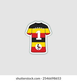 Get a sticker with a unique design of the Uganda football jersey! A stylish and vibrant accessory for fans. Show your support for your favorite team!