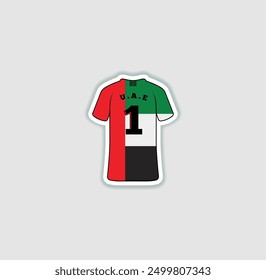 Get a sticker with a unique design of the United Arab Emirates football jersey! A stylish and vibrant accessory for fans. Show your support for your favorite team!