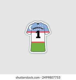 Get a sticker with a unique design of the Uzbekistan football jersey! A stylish and vibrant accessory for fans. Show your support for your favorite team!