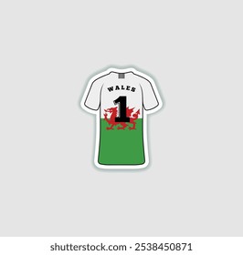 Get a sticker with a unique design of the Wales football jersey! A stylish and vibrant accessory for fans. Show your support for your favorite team!	