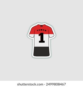 Get a sticker with a unique design of the Yemen football jersey! A stylish and vibrant accessory for fans. Show your support for your favorite team!