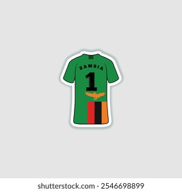 Get a sticker with a unique design of the Zambia football jersey! A stylish and vibrant accessory for fans. Show your support for your favorite team!