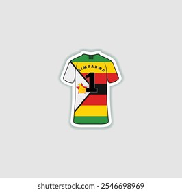 Get a sticker with a unique design of the Zimbabwe football jersey! A stylish and vibrant accessory for fans. Show your support for your favorite team!