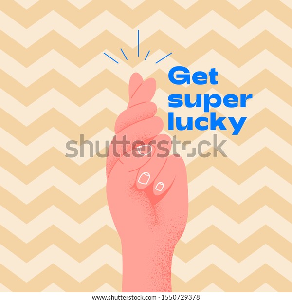 すごく運が良い ピンクの手で指を組み 幸運を祈る 手を組んで 手のジェスチャー 2本の指で信号を約束する フラットデザインスタイル 何かを望むベクター イラスト のベクター画像素材 ロイヤリティフリー