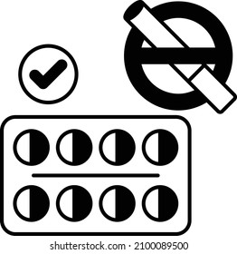Get tablets to stop Smoking Concept, Varenicline Vector Icon Design, No Tobacco day Symbol, Quit smoking Sign, Cigarette or Smoker Stock Illustration