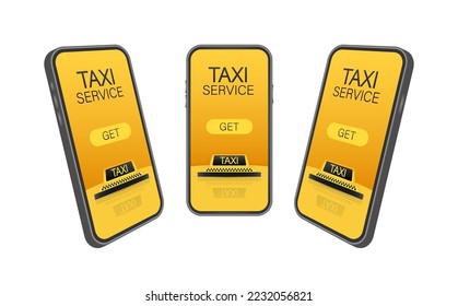 Get a taxi. Taxi banner. Online mobile application order taxi service horizontal illustration. Vector stock illustration.