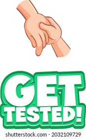 Obter fonte testada em estilo cartoon com mãos segurando a ilustração