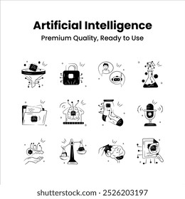 Obtenga estos increíbles iconos de inteligencia artificial establecidos en estilo moderno