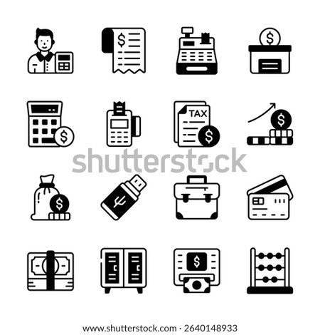Get this amazing buble showing finance and accounting glyph icons