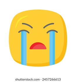 Get this amazing crying emoji vector design, customizable vector