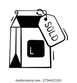 Get this amazing doodle icon of product sold out in trendy style