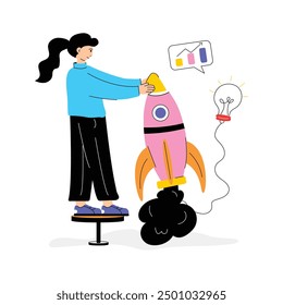 Obtenga esta increíble ilustración plana de inicio de negocios
