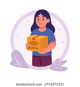 Obtenga esta increíble ilustración plana de comida de mensajería en estilo de moda