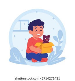 Obtenga esta increíble ilustración plana de entrega de juguetes en estilo de moda