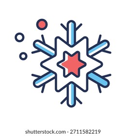 Obtenga este increíble icono de contorno plano de copo de nieve, invierno, Clima frío, nieve y vacaciones,
