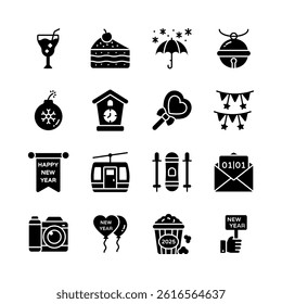 Get this amazing glyph collection of christmas and new year accessories