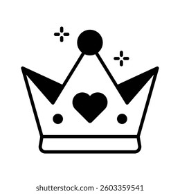 Get this amazing glyph style icon of crown with a heart on it