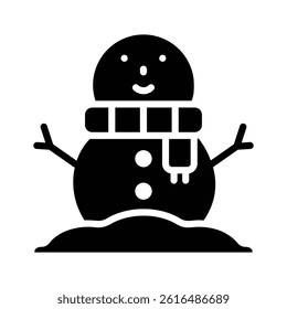 Get this amazing glyph style icon of snowman with a scarf wrap