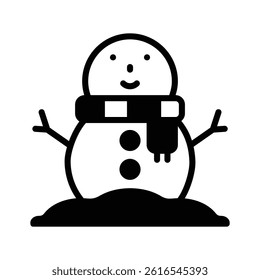 Get this amazing glyph style icon of snowman with a scarf wrap