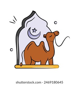 Get this amazing hand drawn doodle icon of eid al adha
