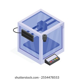 Get this amazing icon of 3d printer in modern isometric style