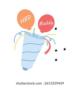 Get this amazing icon of birthday celebration in hand drawn style