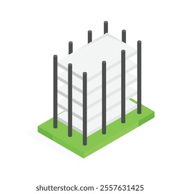 Get this amazing icon of building framework in trendy style