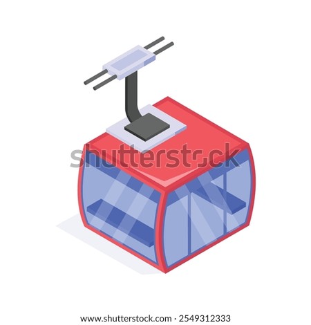 Get this amazing icon of cable car in isometric style
