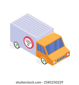 Get this amazing icon of delivery truck in trendy style