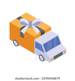 Get this amazing icon of delivery truck in modern design style