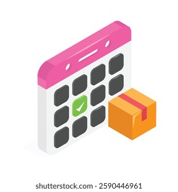 Get this amazing icon of delivery schedule in modern isometric style