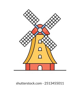 Obter este ícone incrível de kinderdijk moinhos de vento em estilo de design moderno