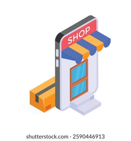 Get this amazing icon of mobile shopping in modern design style