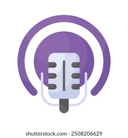 Get this amazing icon of podcast, digital audio content, multimedia vector design