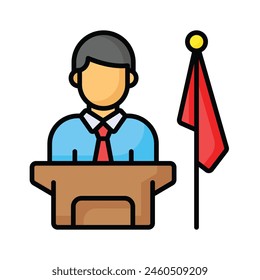 Get this amazing icon of political leader in modern design style